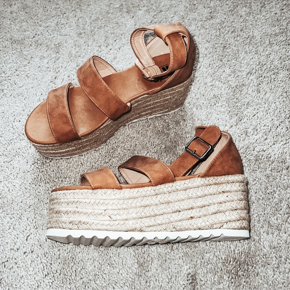 Brown Espadrille Sandals - Picture 1 of 6